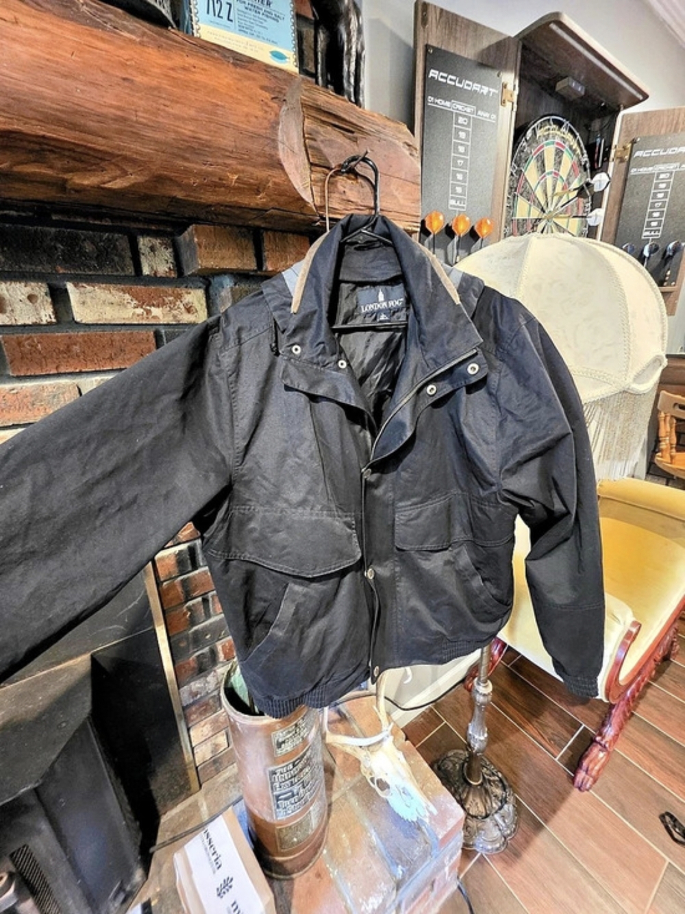 London Fog Black Hooded Utility Jacket Size L